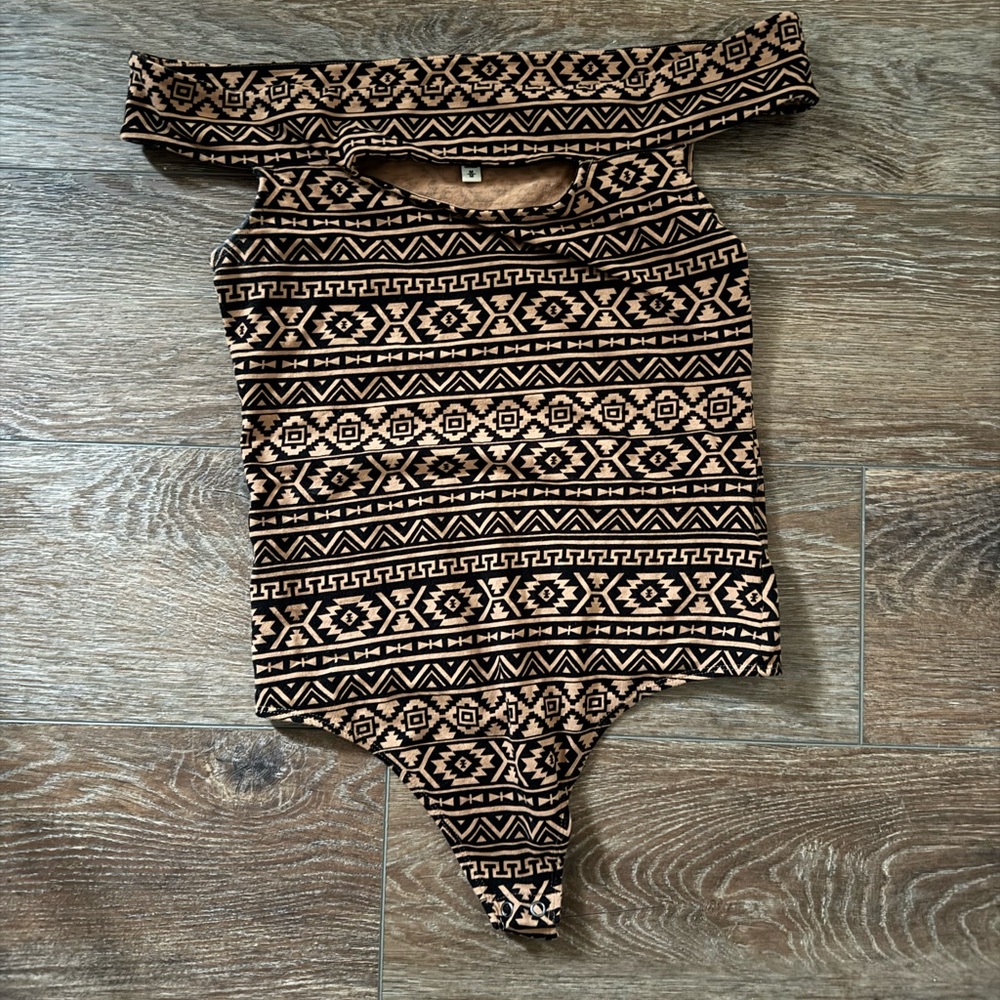 Express Aztec print off the shoulder bodysuit